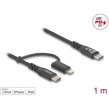 Cable de carga 2 en 1 USB-C a USB-C / Lightning (1 m, USB 2.0, 60 W)