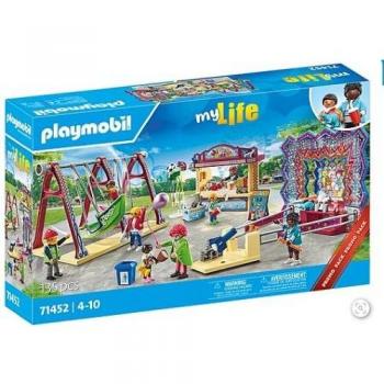 PLAYMOBIL My Life 71452 Amusement Park - Snack Stand, Swing Ship, and Target Game Set