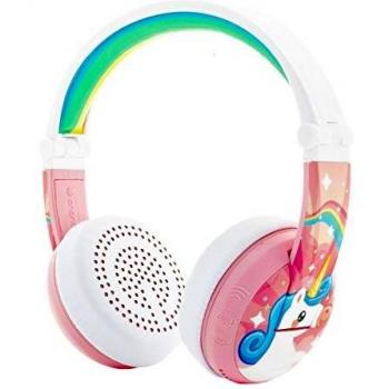 BuddyPhones WAVE - Waterproof Wireless Bluetooth Volume-Limiting Kids Headphones - 20-Hour Battery Life - 4 Volume Settings of 75, 85, 94db and StudyMode - Includes Backup Cable for Sharing - Pink
