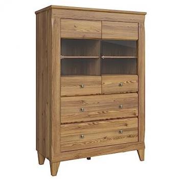 Aparador Beige Estratificado 2 Puertas 2 Cajones con Raya de Madera
