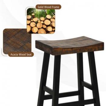 29-Inch Solid Wood Saddle-Seat Stools (Set of 2)