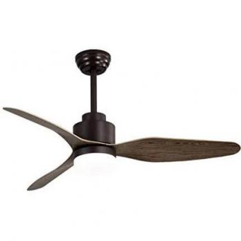TODOLAMPARA - Ventilador de techo con luz LED 18W modelo GERONA Marrón, 3 tonalidades de luz con memoria, 3 aspas Roble, 3 velocidades, control remoto, temporizador, tamaño mediano