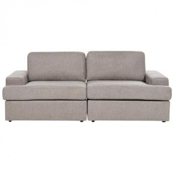 Sofá Clásico 3 Plazas Tapizado en Tela Poliester Color Taupe con Respaldo Acolchado Grueso