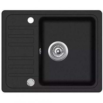 vidaXL Fregadero Cocina 1 Seno Negro Granito Fregadero Lavabo Caño Lavaplatos