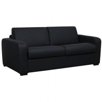 Sofá cama de 4 plazas de cuero negro con colchón de 14 cm Bevis