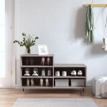 Zapatero gris Sonoma 102x36x60 cm madera multicapa vidaXL