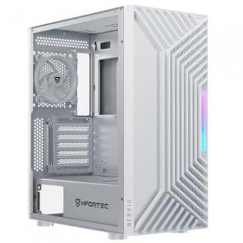 Nfortec Nervia Torre Gaming ATX Semitorre Cristal Templado Frontal Mallado 4 Ventiladores Incluidos Función PWM USB 3.0 Color Blanco ARGB