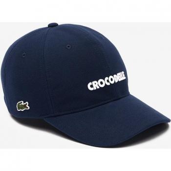 Gorra Lacoste en piqué de algodón con cocodrilo bordado, color azul marino y blanco