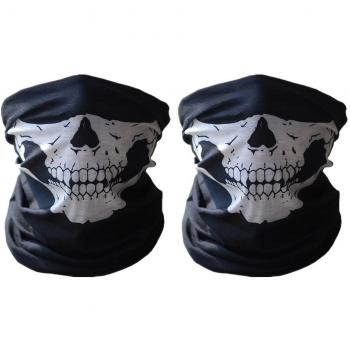 ECOMBOS 2pcs Multifonction Tour de Cou Cagoule Microfibre Crâne Tête de Mort Chapeaux Tube Masque Visage