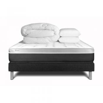 Pack Colchón Vital Soft Espuma Viscoelástica 140 x 190 cm - Grosor: 24 cm - Color Negro - Incluye Almohadas y Edredón