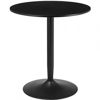 Homcom - Mesa de Comedor Redonda Moderna para 2 Personas con Base de Acero y Almohadillas Antideslizantes, Ø70x75 cm, Color Negro