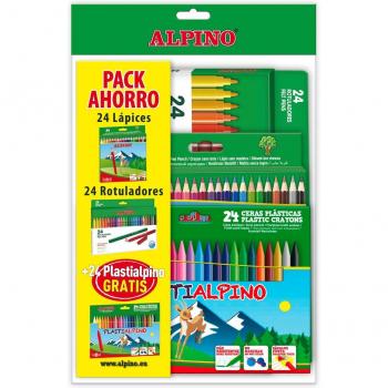 Alpino Pack 24 Lápices + 24 Rotuladores + 24 Plastialpino