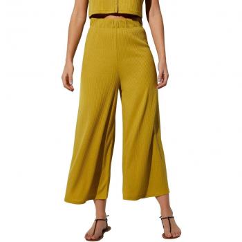 Ysabel Mora - Pantalón capri de playa de corte ancho y cintura elástica lima