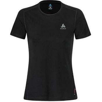 Odlo SUW Top Crew Neck s/s Natural 100% Merino Camiseta, Mujer, Negro Y Negro, M