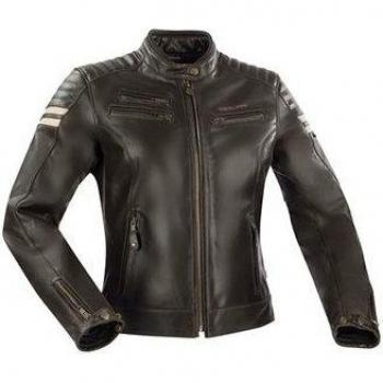Segura Chaqueta de Moto para Mujer Lady Funky Marrón-Beige, chaqueta de cuero, diseño femenino, color marrón-beige, talla 46