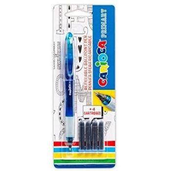 Carioca Rollerball Pen with 4 Assorted Ink Cartridges