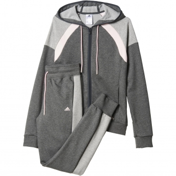 adidas Young Cott Suit - Chándal para mujer, color gris/rosa