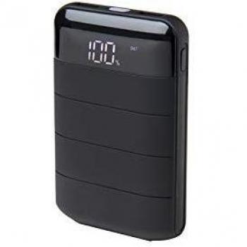 Celly PBLCD7500BK Power Bank 7500 mAh Carga rápida, Batería Externa portátil con Display LCD y Doble Salida USB 2.4 A, Negro
