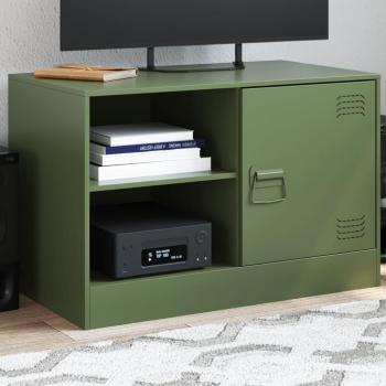 Mueble para TV de acero verde oliva 67x39x44 cm Vidaxl Verde