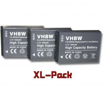3 x vhbw Set baterías 700mAh para cámara Samsung PL210, SH100, ST200, ST200F, WB210 sustituye BP85a / BP-85a / IA-BP85a EA-BP85a