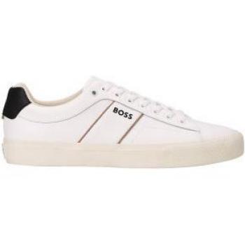 BOSS Aiden Low-Top White Leather Sneakers for Men - Casual, Lace-Up, Size 9 US