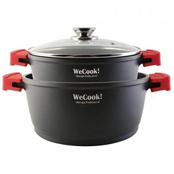 WECOOK! Ecostone Batería Cocina Inducción 4 Piezas, Aluminio Fundido 5mm, 2 Ollas, Antiadherente XTRA