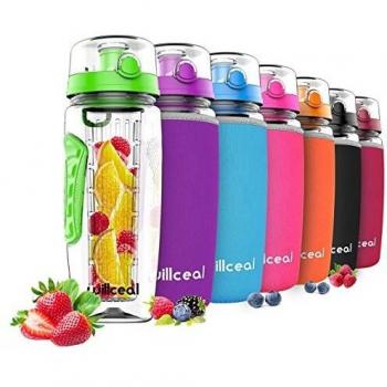 willceal Botella de Agua con Tapa para infusiones de Frutas, Resistente, con diseño a Prueba de Fugas, tamaño Grande, Ideal para Llevar Cuando Haces Deportes, para IR a Acampar