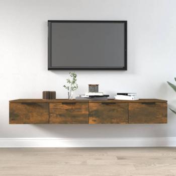 Armarios de pared 2 uds contrachapada roble ahumado 68x30x20 cm Muebles colgantes 2 piezas Smoke Oak Madera multicapa