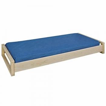 Cama apilable para niños con colchón de madera maciza 90x190 cm Marrón