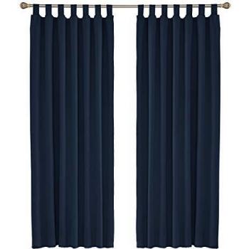 Amazon Brand - Umi Cortinas Opacas Salon Modernas para Ventana Dormitorio Termicas Aislantes con Trabillas 2 Piezas 140x240cm Azul Marino