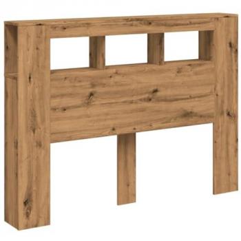 Cabecero LED de Madera Ingenierizada Roble Artisan 140x18,5x103,5 cm