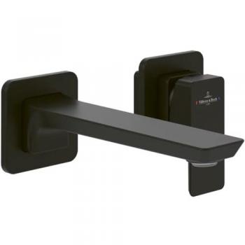 Mezclador de lavabo de pared Villeroy & Boch Subway 3.0 Negro Mate con salida fija y diseño moderno