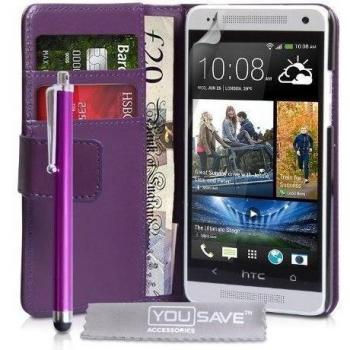 Yousave Accessories HT-DA02-Z554P - Funda con tapa de piel sintética para HTC One Mini