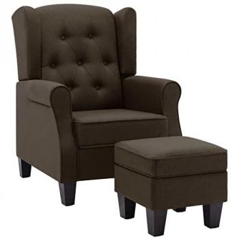 Sillón con reposapiés de tela marrón Vidaxl