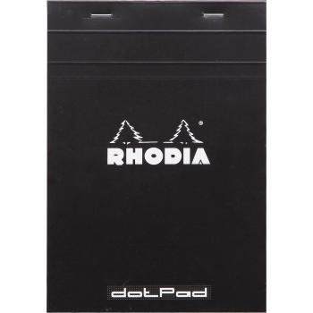 RHODIA 16559C - Bloc-Notes Agrafé Dotpad N°16 Black - A5 - Pointillés Dot - 80 Feuilles Détachables - Papier Clairefontaine Blanc 80 g/m² - Couverture en Carte Enduite Souple et Résistante - Basics