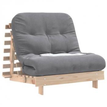 Futón sofá cama con colchón de madera maciza de pino 90x206x11 cm