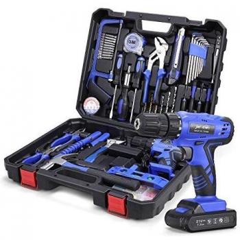 Taladro Atornillador 21V, Taladro Percutor a Batería con luces led, 2 Velociadades ajustables, 18+1 Ajuste de par, con Cargador, 72 Accesorios- Azul