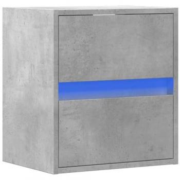 Mueble de TV de pared con luces LED gris hormigón 41x31x45 cm