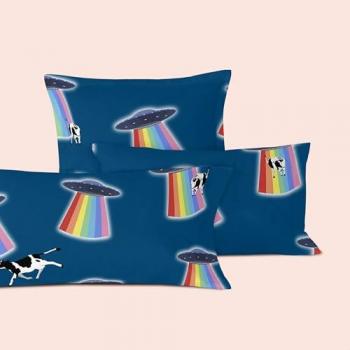 Funda de Almohada Ovni Multicolor 60x70 cm, 100% Poliéster, Calidad 85 g/m2, Fabricado en España