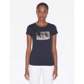 Armani Exchange Women's Casual Short Sleeve T-Shirt - Navy Blue, Size S