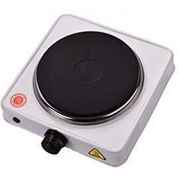 Cocina Eléctrica Melchioni Cook 1, 1000W, Placa de Hierro Fundido de 15.5 cm, Termostato Regulable y Luz LED, Color Blanco