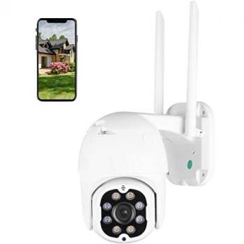 3MP Cámara de Seguridad WiFi Exterior, Aottom HD PTZ Camara Vigilancia Exterior, Cámara de Vigilancia, Audio de Dos Vías, Visión Nocturna 40M, Detección de Movimiento, Notificación de Alarma, IP66