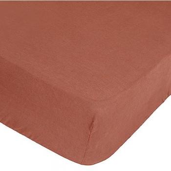 Sábana Bajera Elegancia Natural 100% Lino Lavado Terracota 160x200 cm
