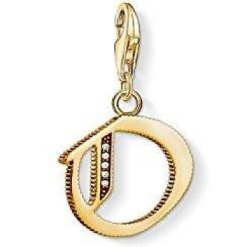 Colgante charm letra O Thomas Sabo de plata con baño de oro de 18K