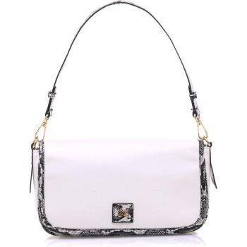 Bolso de Mano Mariamare Riley2 para Mujer en Color Blanco con Cierre de Solapa y Detalles de Animal Print