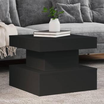vidaXL Coffee Table with LED Lights Black 50x50x40 cm