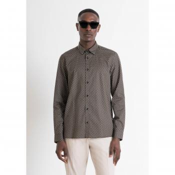 Regular Fit Brown Geometric Cotton Shirt - 'Barcelona' Style by Antony Morato