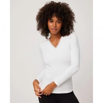 Camiseta térmica de mujer de manga larga con cuello en pico