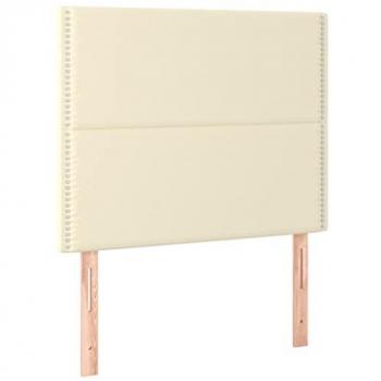 Cabecero con luces LED cuero sintético crema 80x5x118/128 cm