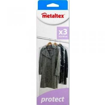 Metaltex Juego 3 Fundas Abrigo 65X140 CMS, Negro, Estandar